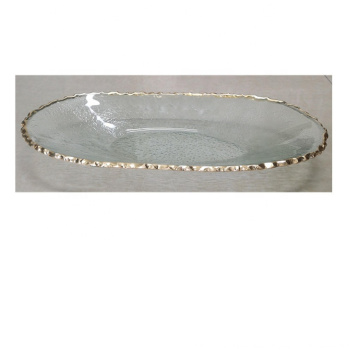 custom gold edged irregular shaped clear glass dinnerware